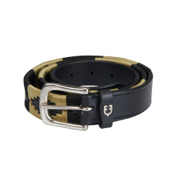 Leren riem met zuidwestmotief Equestro Zwart / beige / zwart