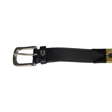 Leren riem met zuidwestmotief Equestro Zwart / beige / zwart