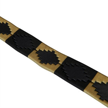 Leren riem met zuidwestmotief Equestro Zwart / beige / zwart