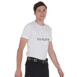 Leren riem met zuidwestmotief Equestro Zwart / beige / zwart