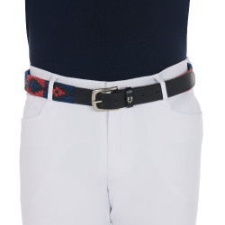 Leren riem met zuidwestmotief Equestro Zwart / blauw / bordeaux Multicolor