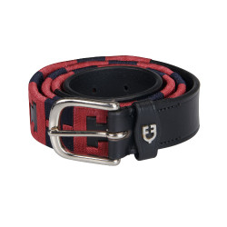 Ceinture en cuir avec motif géométrique Equestro Noir / bleu / bordeaux