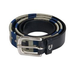 Leren riem met geometrisch patroon Equestro Zwart / marine / grijs Multicolor
