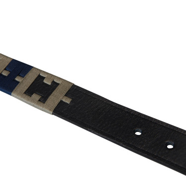 Ceinture en cuir avec motif géométrique Equestro Noir / marine / gris Multi-couleurs