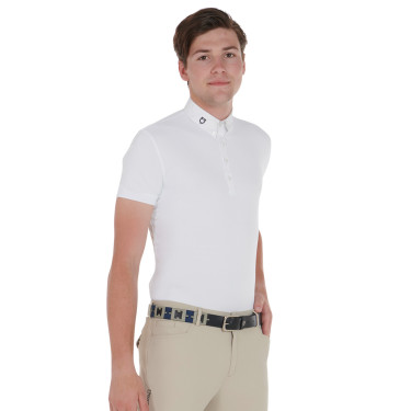 Leren riem met geometrisch patroon Equestro Zwart / marine / grijs Multicolor