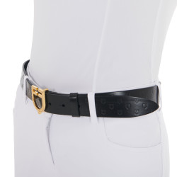 Leren riem met logo en Equestro logogesp. Leren riem met logo en Equestro logogesp.