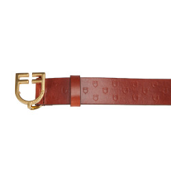 Leren riem met logo en Equestro logogesp. Goud / cognac Bruin