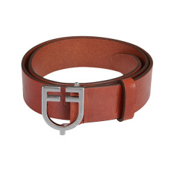 Ceinture en cuir avec logo et boucle logo Equestro Argent / cognac Marron
