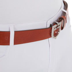 Ceinture en cuir avec logo et boucle logo Equestro Argent / cognac Marron