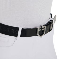 Ceinture en cuir avec élastique et lettrage Equestro Noir / argent