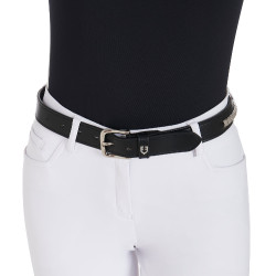 Ceinture en cuir avec clous argentés Equestro Noir / argent Ceinture en cuir avec clous argentés Equestro Noir / argent