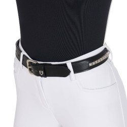 Leren riem met zilverkleurige studs Equestro Zwart / zilver