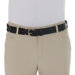 Ceinture en cuir avec broderie noire et blanche Equestro Ceinture en cuir avec broderie noire et blanche Equestro