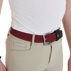 Ceinture élastique enfant avec motif croisé Equestro Bordeaux