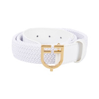 Ceinture élastique en cuir avec boucle logo Equestro Or / blanc