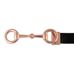 Ceinture brillante femme avec boucle mors Equestro Noir / rose gold Ceinture brillante femme avec boucle mors Equestro Noir / rose gold