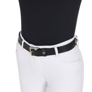 Ceinture anglaise en cuir avec mors eggbutt et strass Equestro Ceinture anglaise en cuir avec mors eggbutt et strass Equestro