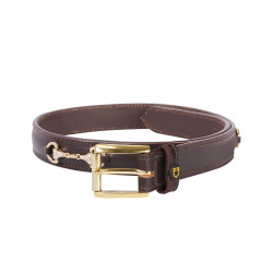 Engelse leren riem met eggbutt bit en strass Equestro Bruin / goud