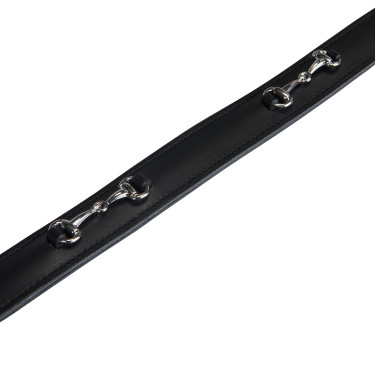 Engelse leren riem met eggbutt Equestro Zwart / zilver