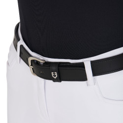 Ceinture anglaise en cuir avec mors eggbutt Equestro Noir / argent Ceinture anglaise en cuir avec mors eggbutt Equestro Noir / argent