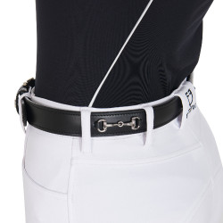 Ceinture anglaise en cuir avec mors eggbutt Equestro Noir / argent Ceinture anglaise en cuir avec mors eggbutt Equestro Noir / argent