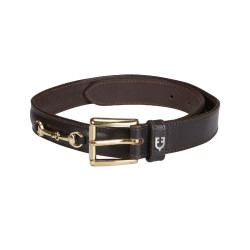 Engelse leren riem met eggbutt Equestro Bruin / goud