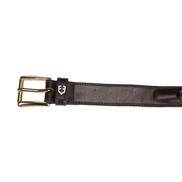 Ceinture anglaise en cuir avec mors eggbutt Equestro Marron / or