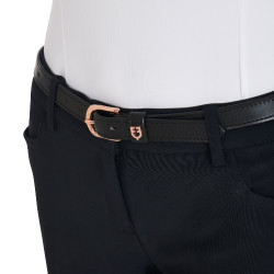 Ceinture anglaise en cuir avec clincher en or rose Equestro Noir Ceinture anglaise en cuir avec clincher en or rose Equestro Noir