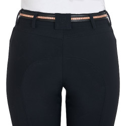 Ceinture anglaise en cuir avec clincher en or rose Equestro Noir Ceinture anglaise en cuir avec clincher en or rose Equestro Noir