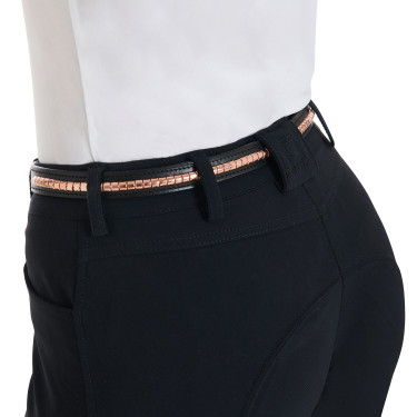 Engelse lederen riem met roségouden clincher Equestro Zwart