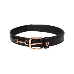 Ceinture anglaise avec mors eggbutt en or rose Equestro Noir Ceinture anglaise avec mors eggbutt en or rose Equestro Noir
