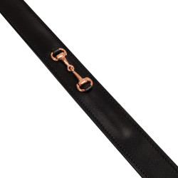 Ceinture anglaise avec mors eggbutt en or rose Equestro Noir Ceinture anglaise avec mors eggbutt en or rose Equestro Noir