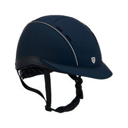 Casque Phantom avec logo frontal et inserts en cuir Equestro Marine Bleu marine