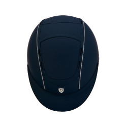 Casque Phantom avec logo frontal et inserts en cuir Equestro Marine Bleu marine