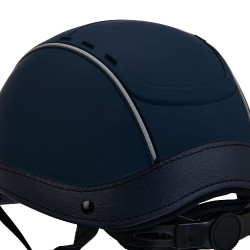 Casque Phantom avec logo frontal et inserts en cuir Equestro Marine Bleu marine