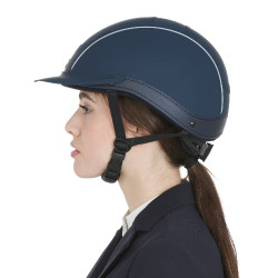 Phantom-helm met frontaal logo en leren inzetstukken van Equestro Marine Marineblauw