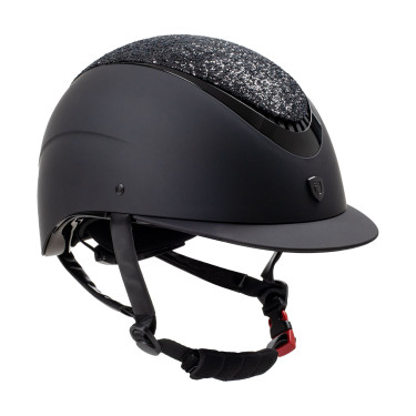 Dameshelm Galaxy met smalle vizier en strass Equestro Zwart / glanzend zwart