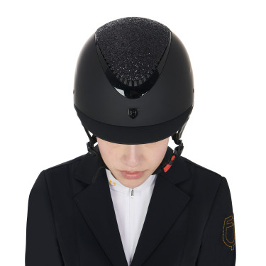 Dameshelm Galaxy met smalle vizier en strass Equestro Zwart / glanzend zwart