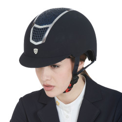 Ultralichte fluwelen helm met strass Eclipse Equestro Marine / zilver Blauw