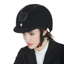 Casque Eclipse en velours uni (3 rembourrages) Equestro Noir / noir