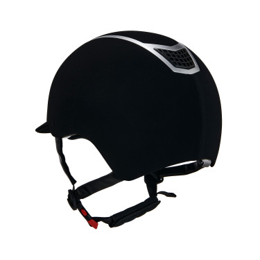 Casque Eclipse en velours uni (3 rembourrages) Equestro Noir / argent