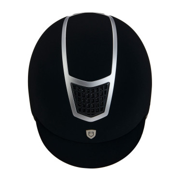 Casque Eclipse en velours uni (3 rembourrages) Equestro Noir / argent