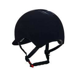 Casque Eclipse en velours uni (3 rembourrages) Equestro Marine / marine Bleu