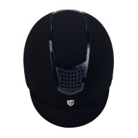 Casque Eclipse en velours uni (3 rembourrages) Equestro Noir / rose gold