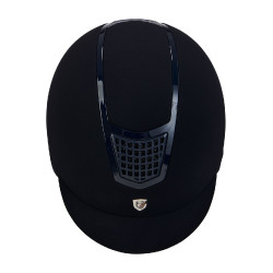 Casque Eclipse en velours uni (3 rembourrages) Equestro Marine / marine Bleu