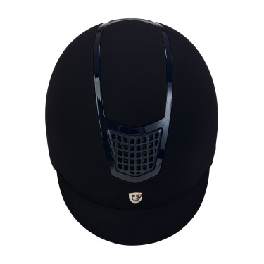 Casque Eclipse en velours uni (3 rembourrages) Equestro Marine / marine Bleu