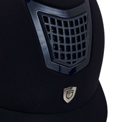 Casque Eclipse en velours uni (3 rembourrages) Equestro Marine / marine Bleu