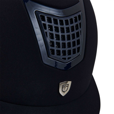 Casque Eclipse en velours uni (3 rembourrages) Equestro Marine / marine Bleu