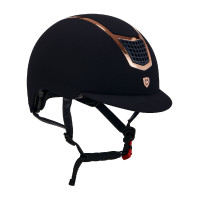 Casque Eclipse en velours uni (3 rembourrages) Equestro Noir / rose gold