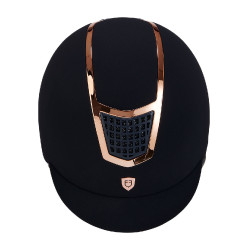 Casque Eclipse en velours uni (3 rembourrages) Equestro Marine / rose gold Bleu marine